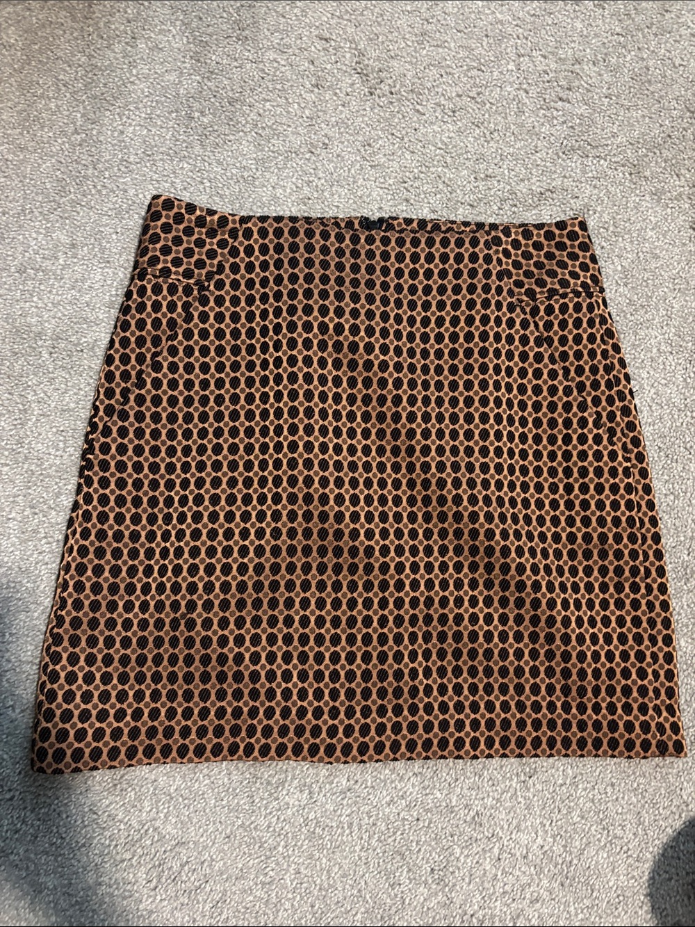 LOFT Bronze and Black Mini Skirt with Geometric Dot Pattern